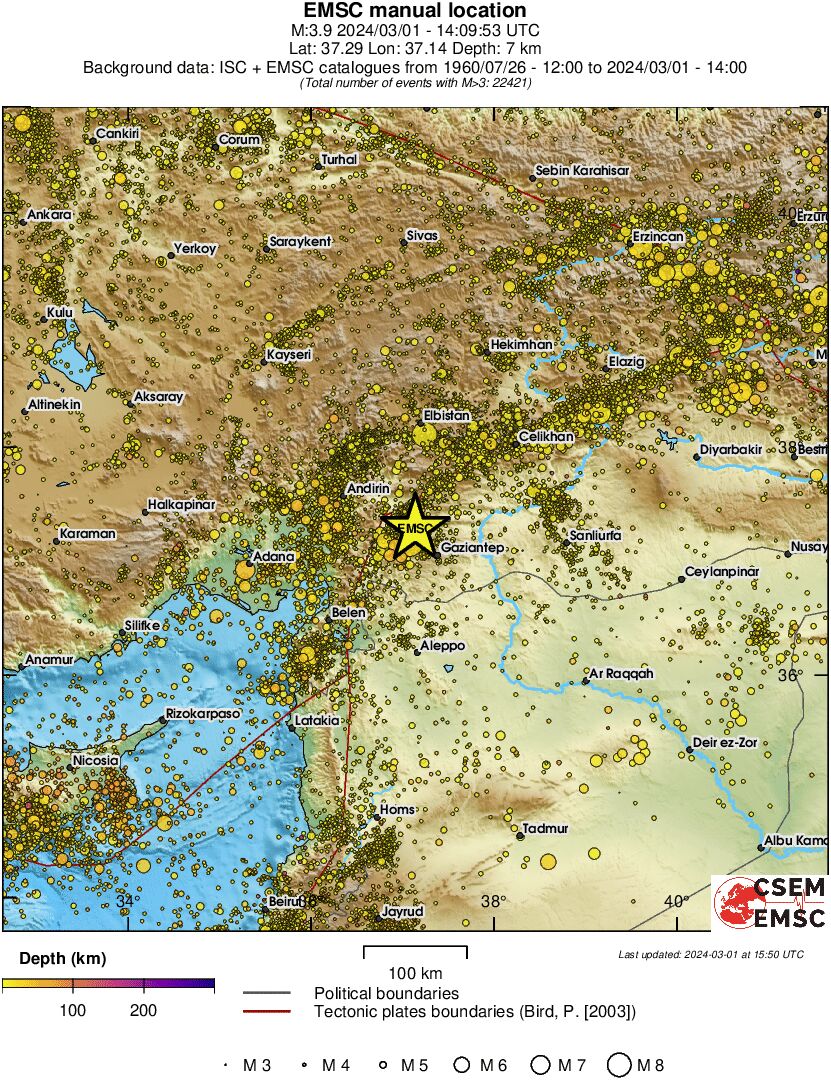 regional depth historical seismicity