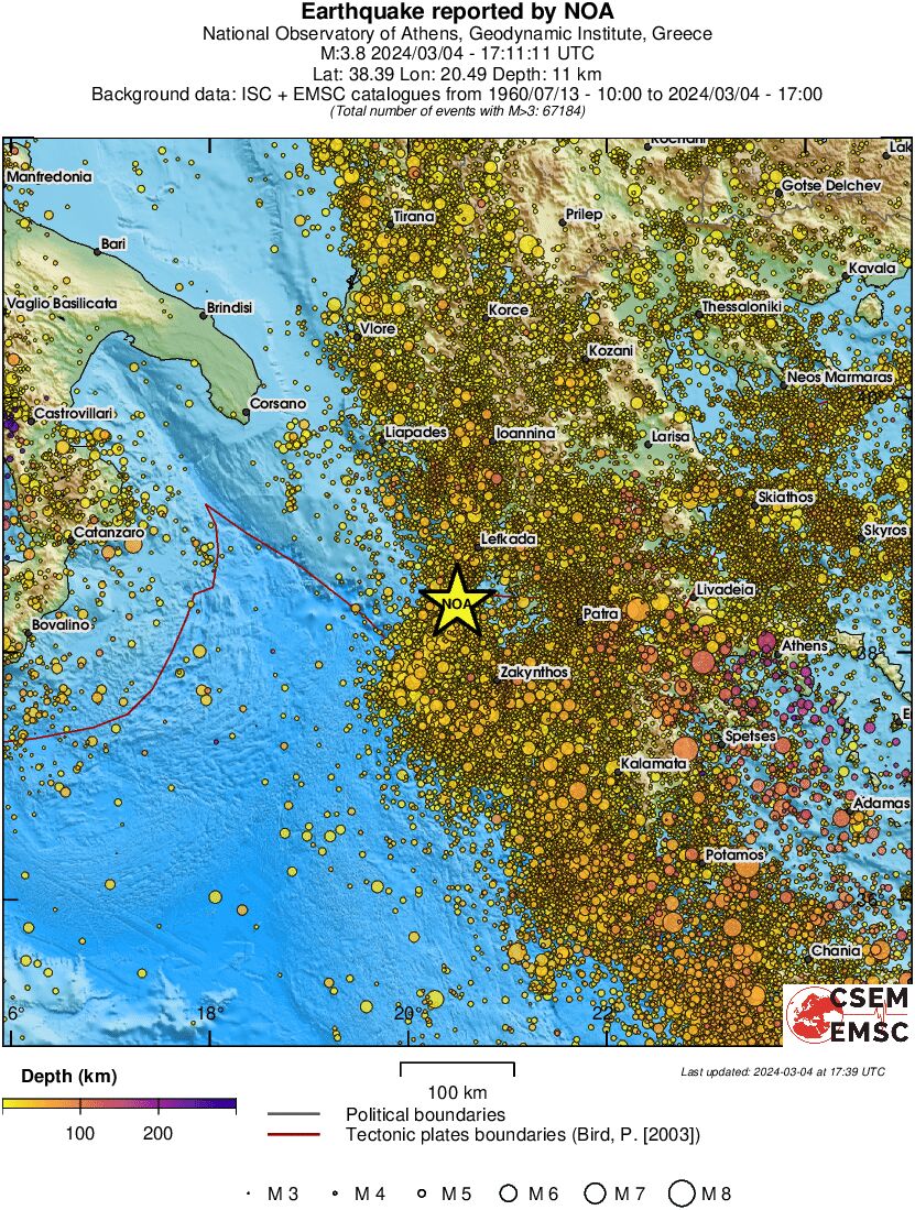 regional depth historical seismicity