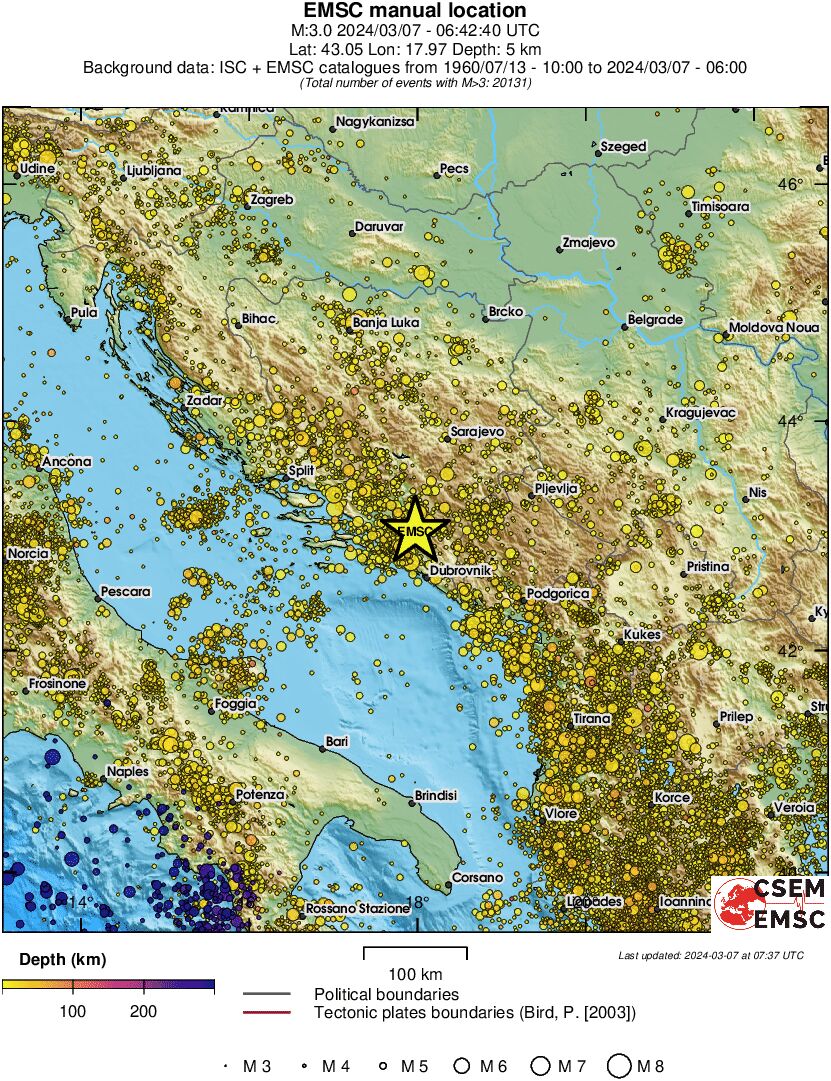 regional depth historical seismicity