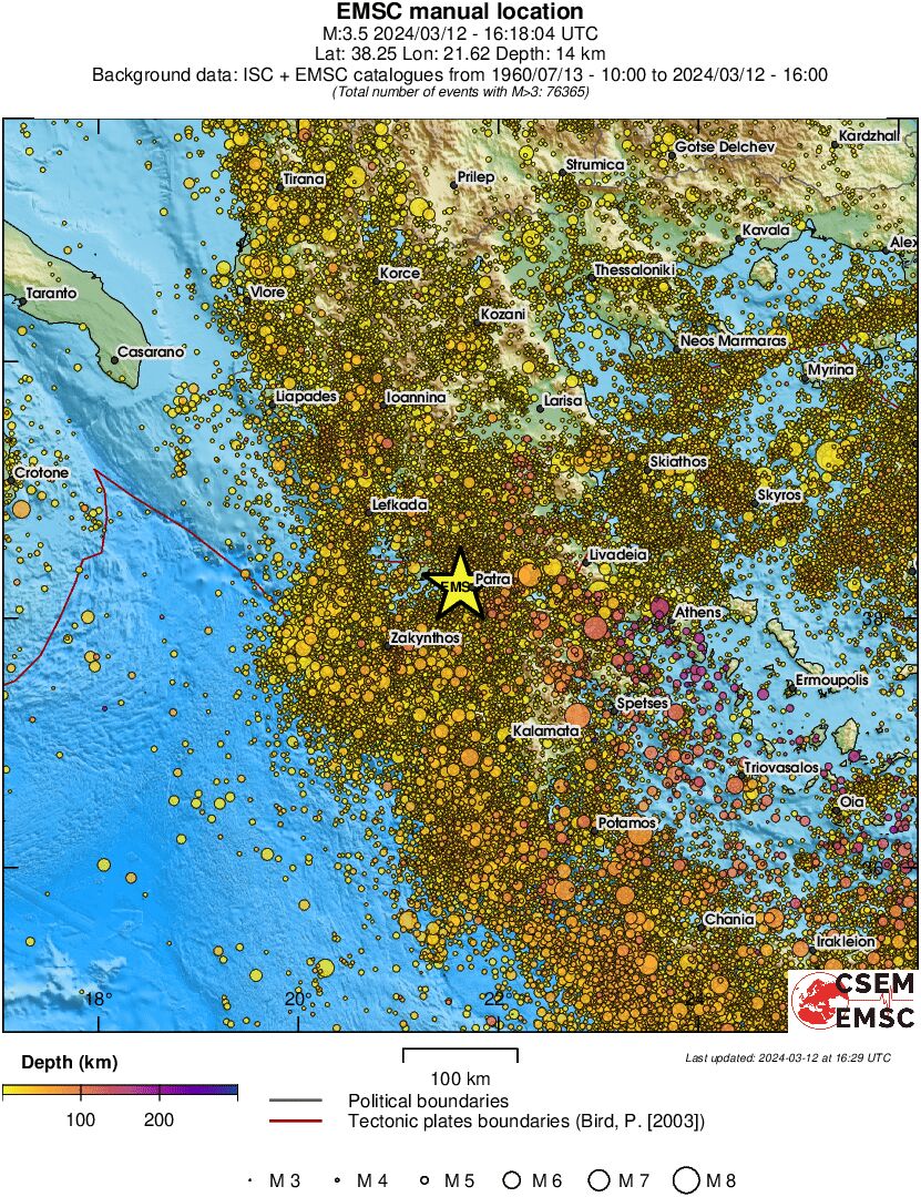 regional depth historical seismicity