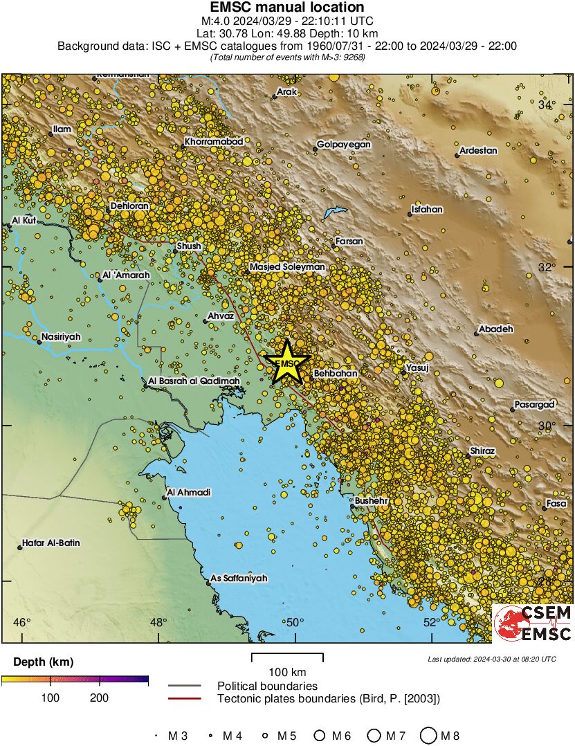 regional depth historical seismicity