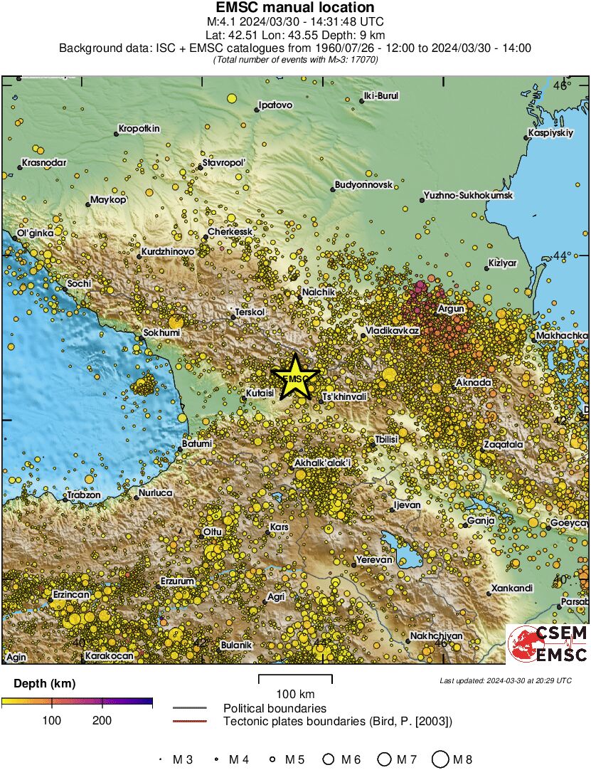 regional depth historical seismicity