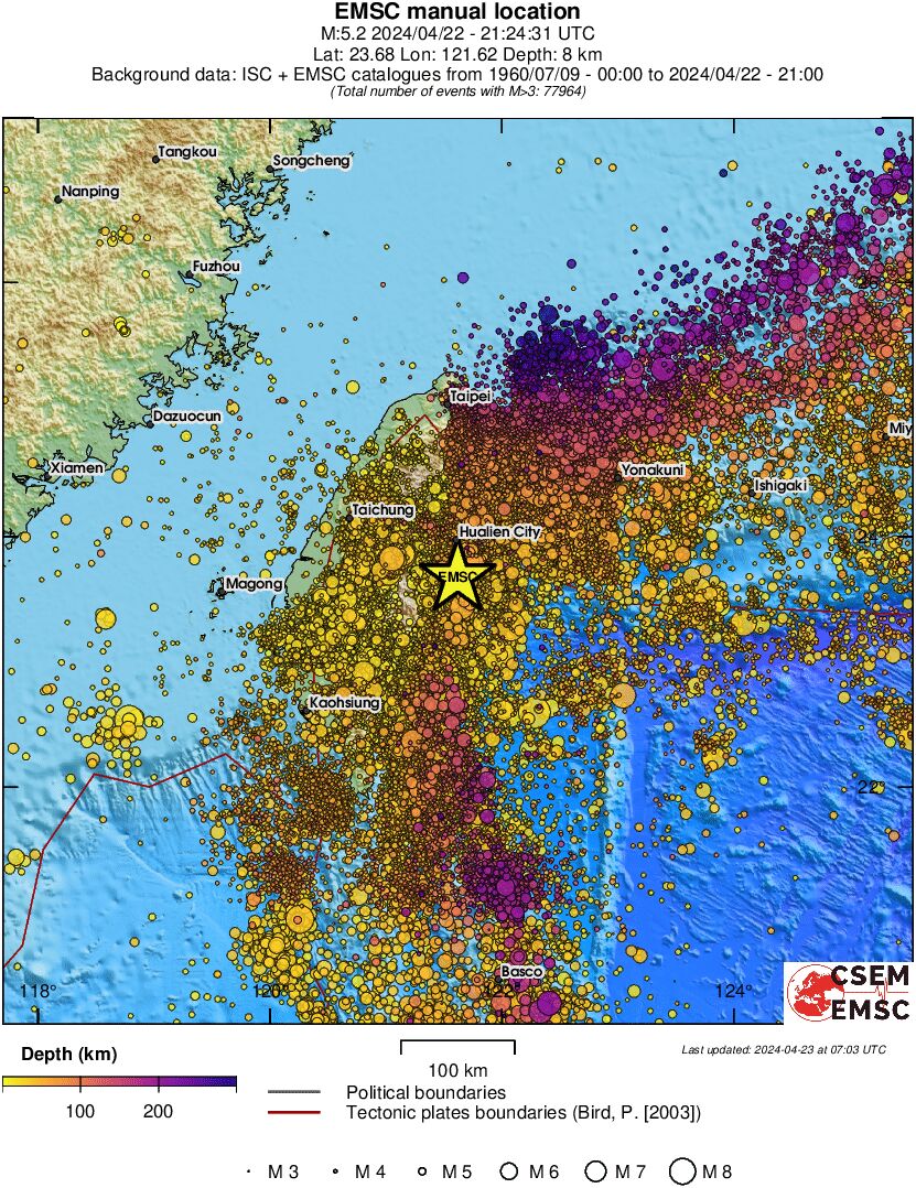 regional depth historical seismicity