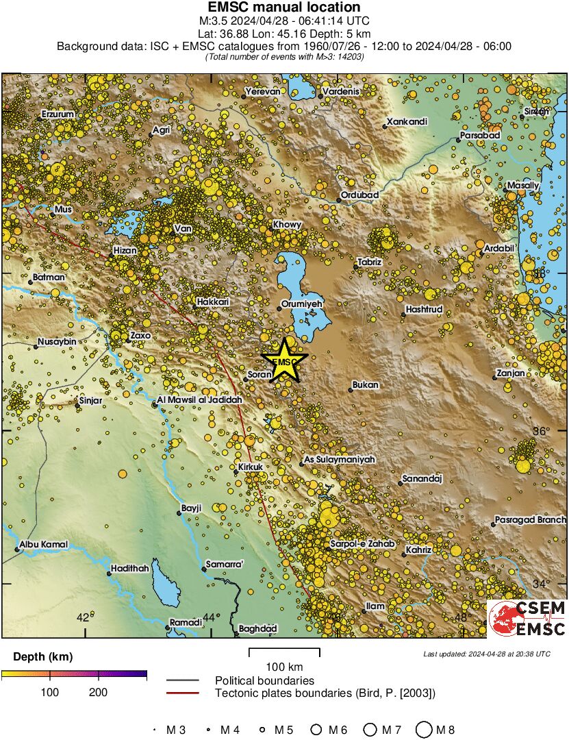 regional depth historical seismicity