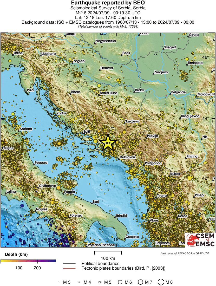 regional depth historical seismicity