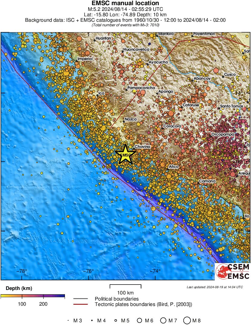 regional depth historical seismicity