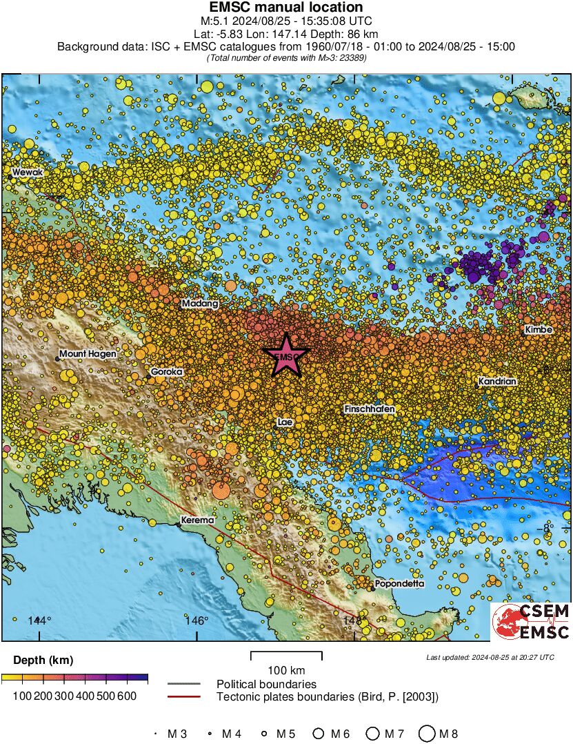 regional depth historical seismicity