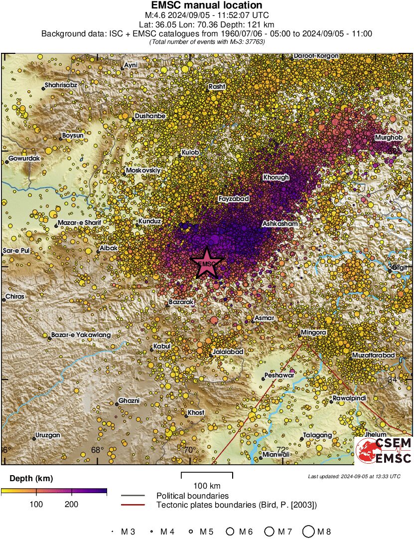 regional depth historical seismicity