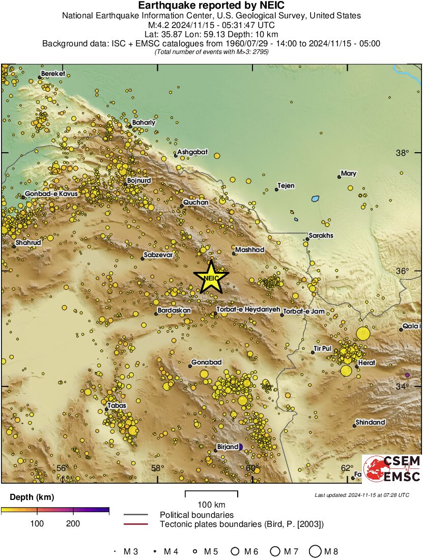 regional depth historical seismicity
