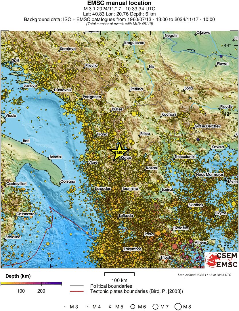 regional depth historical seismicity
