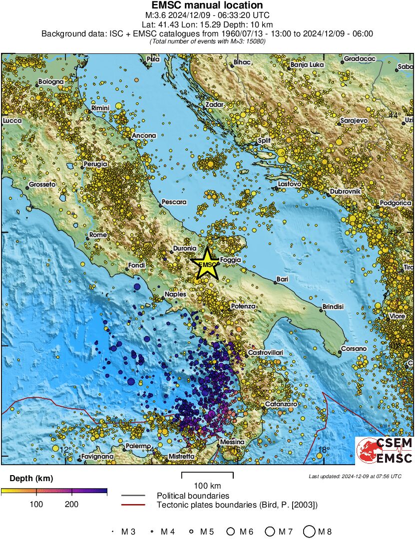 regional depth historical seismicity