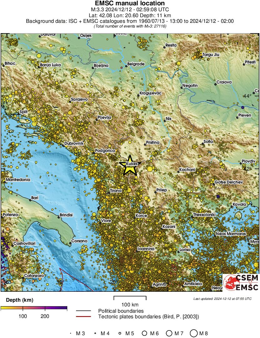 regional depth historical seismicity