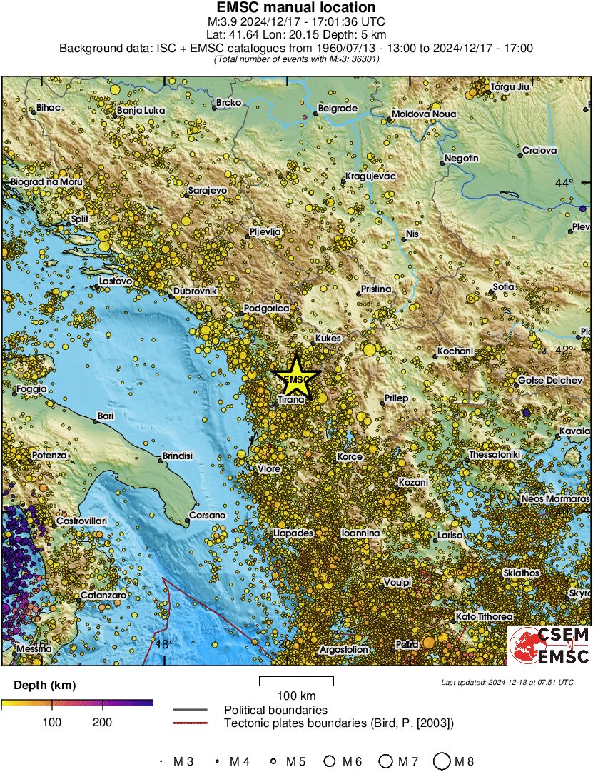 regional depth historical seismicity
