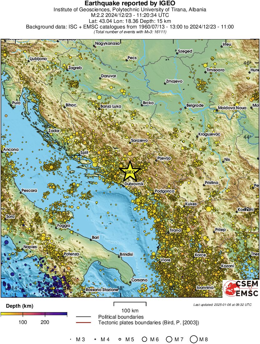 regional depth historical seismicity