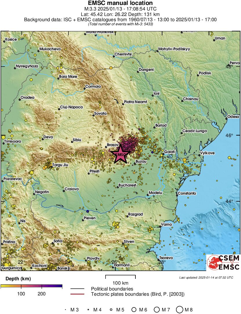 regional depth historical seismicity