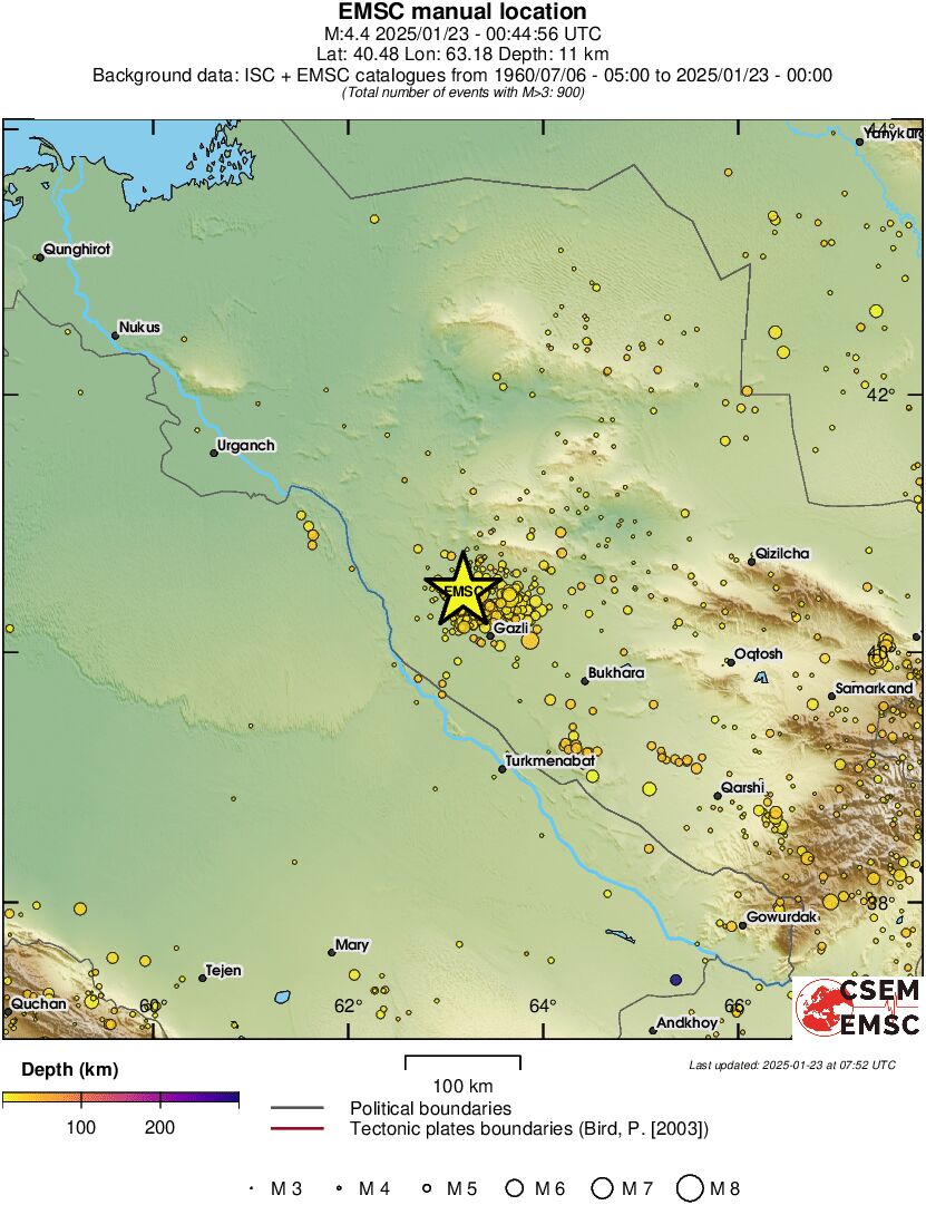regional depth historical seismicity