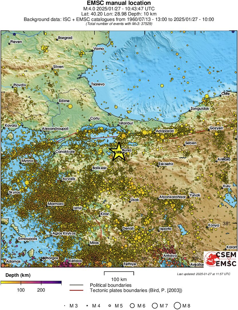regional depth historical seismicity