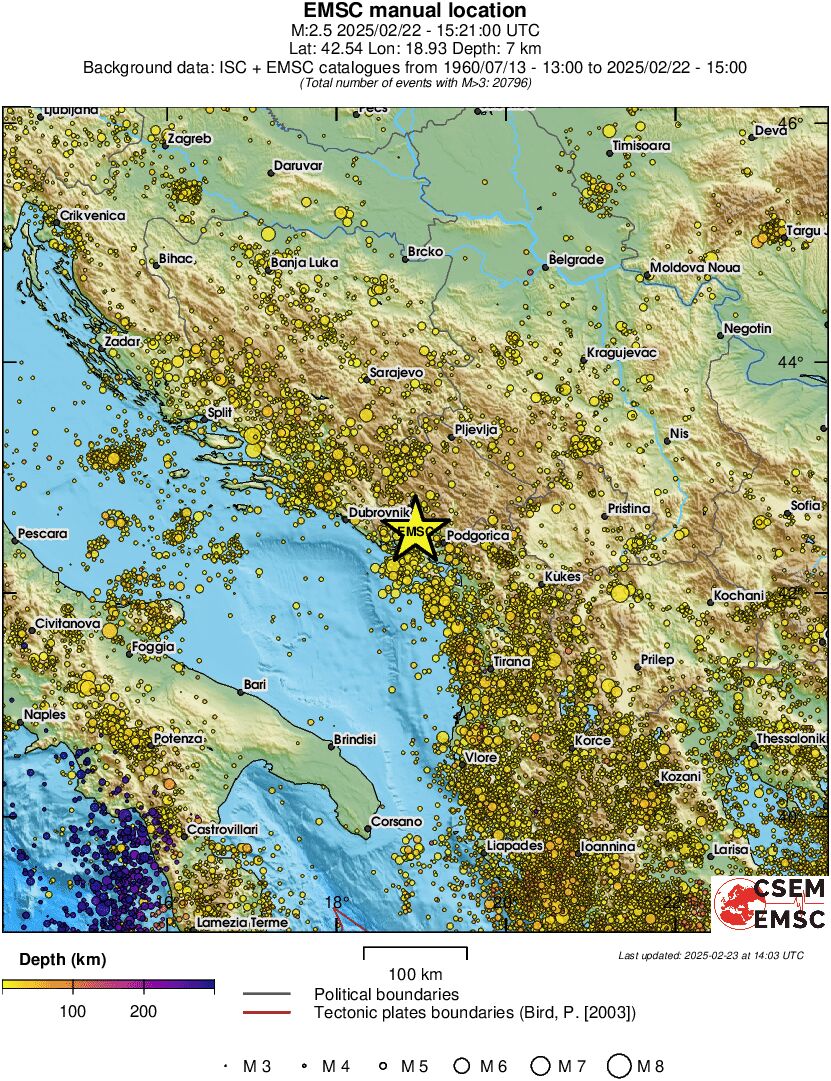 regional depth historical seismicity