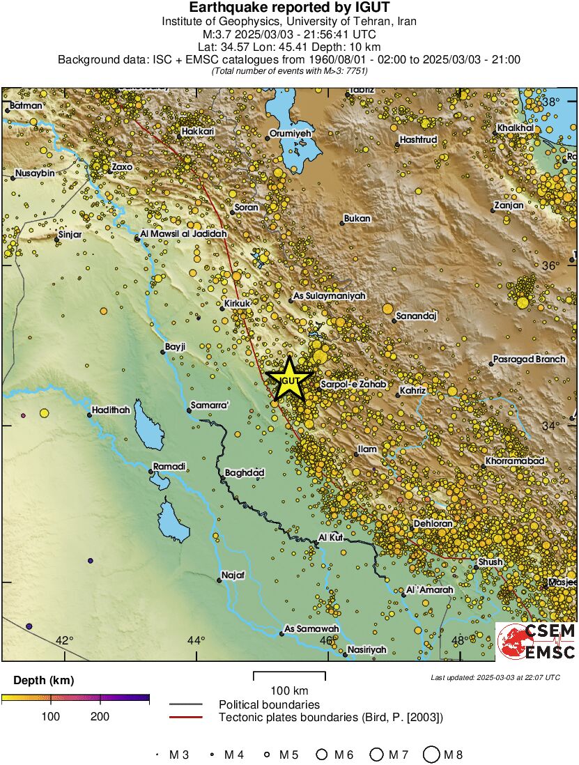 regional depth historical seismicity