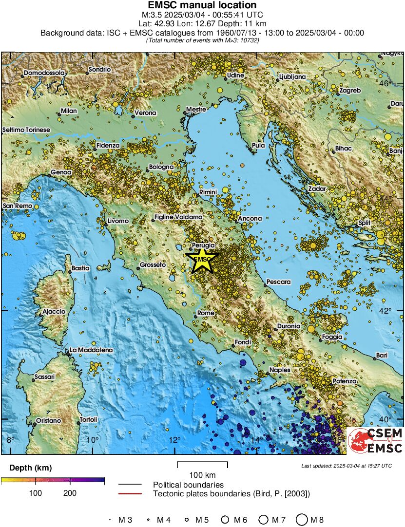 regional depth historical seismicity