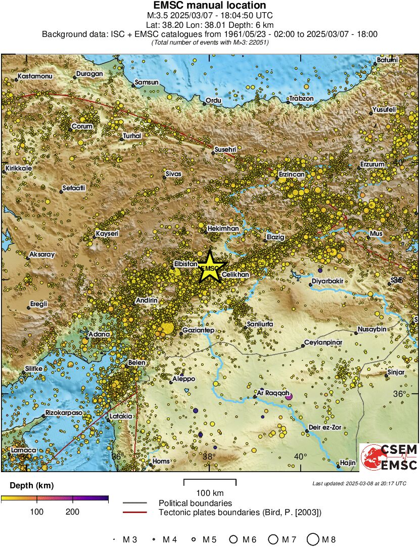 regional depth historical seismicity