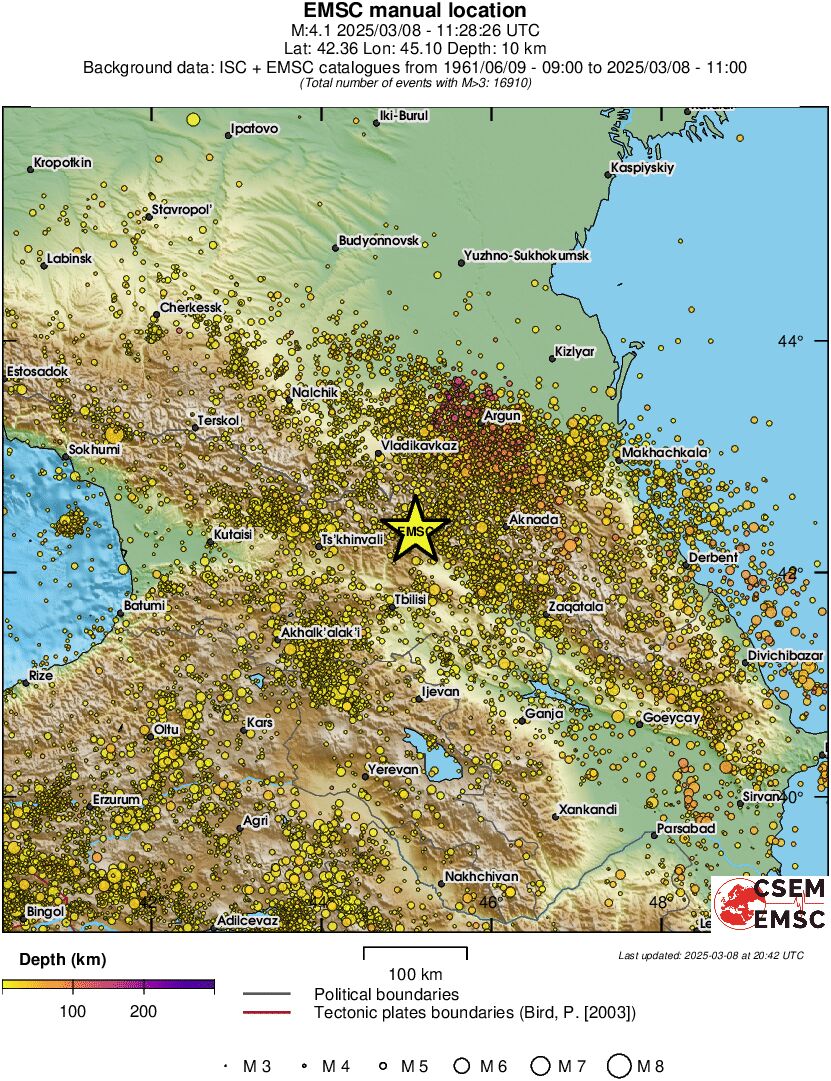 regional depth historical seismicity