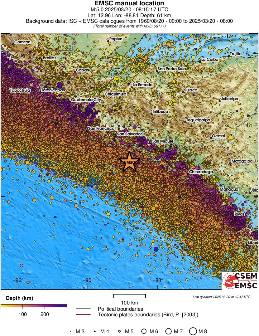 regional depth historical seismicity