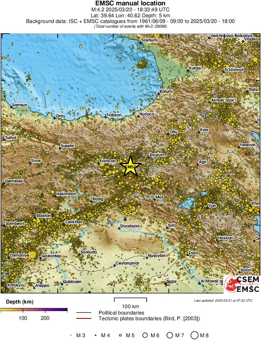 regional depth historical seismicity