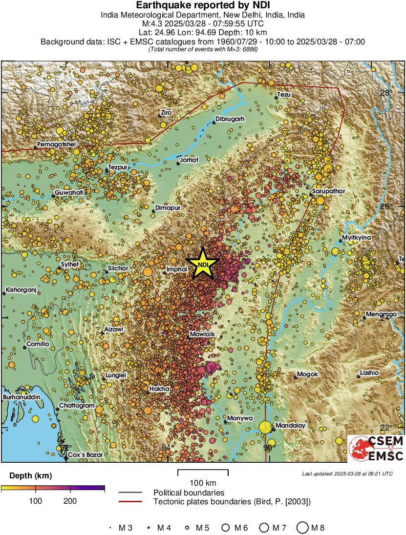 regional depth historical seismicity
