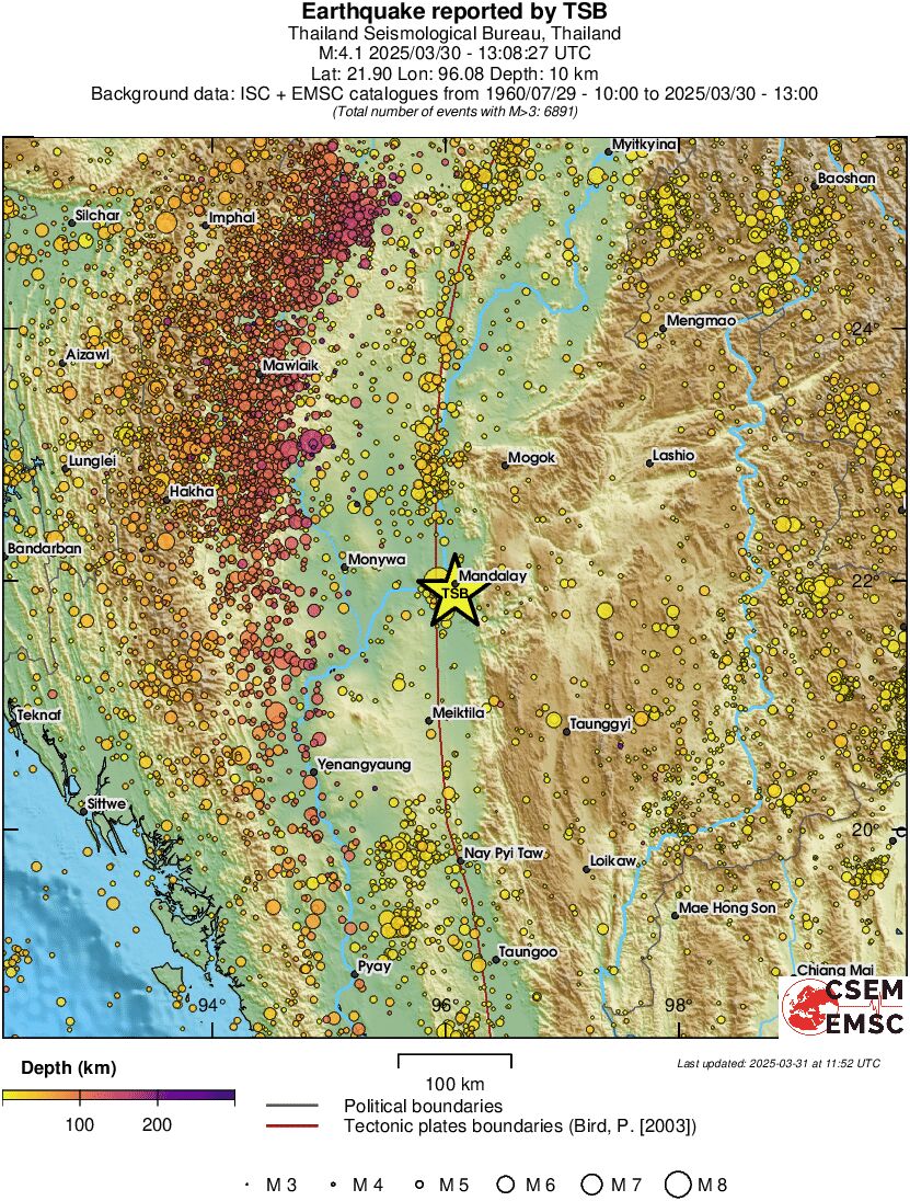 regional depth historical seismicity