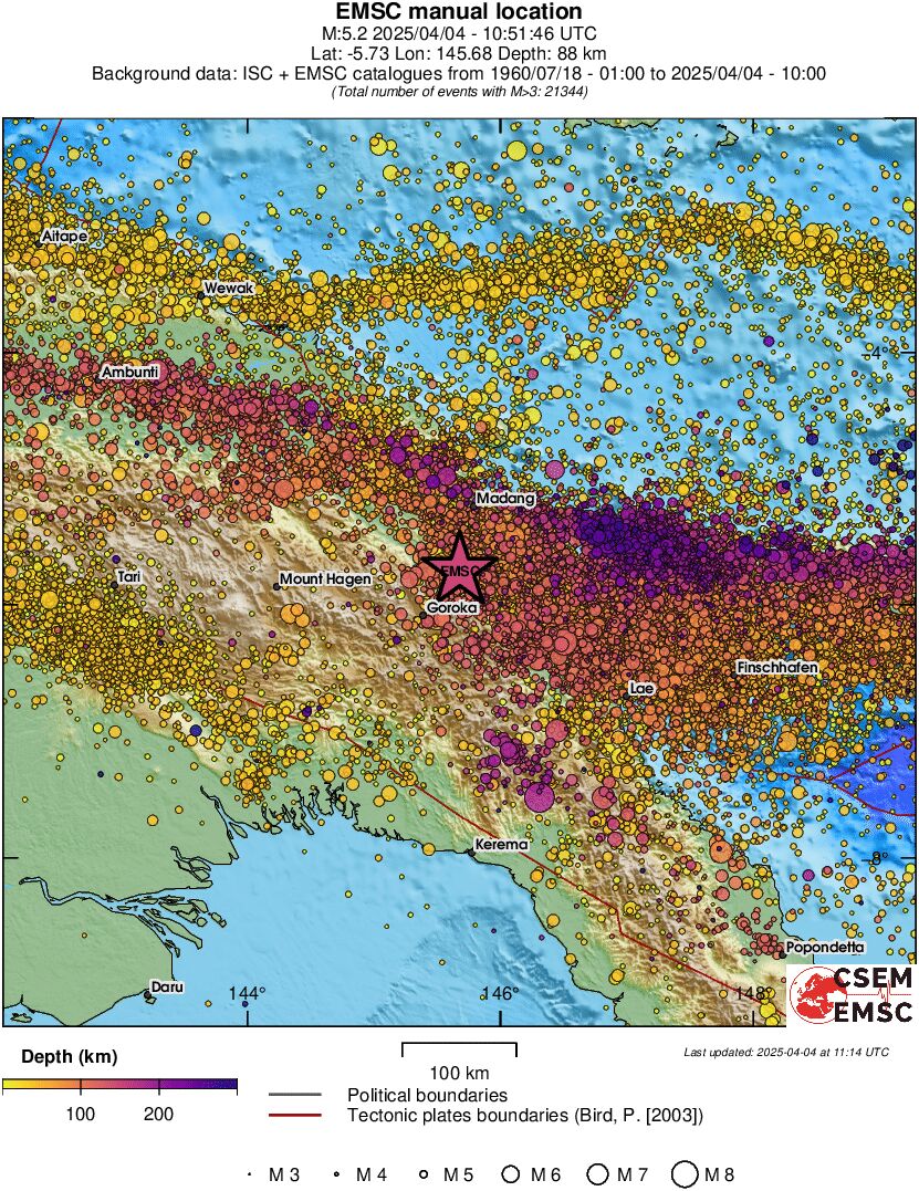 regional depth historical seismicity