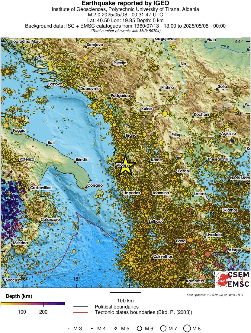 regional depth historical seismicity