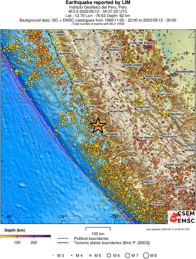 regional depth historical seismicity
