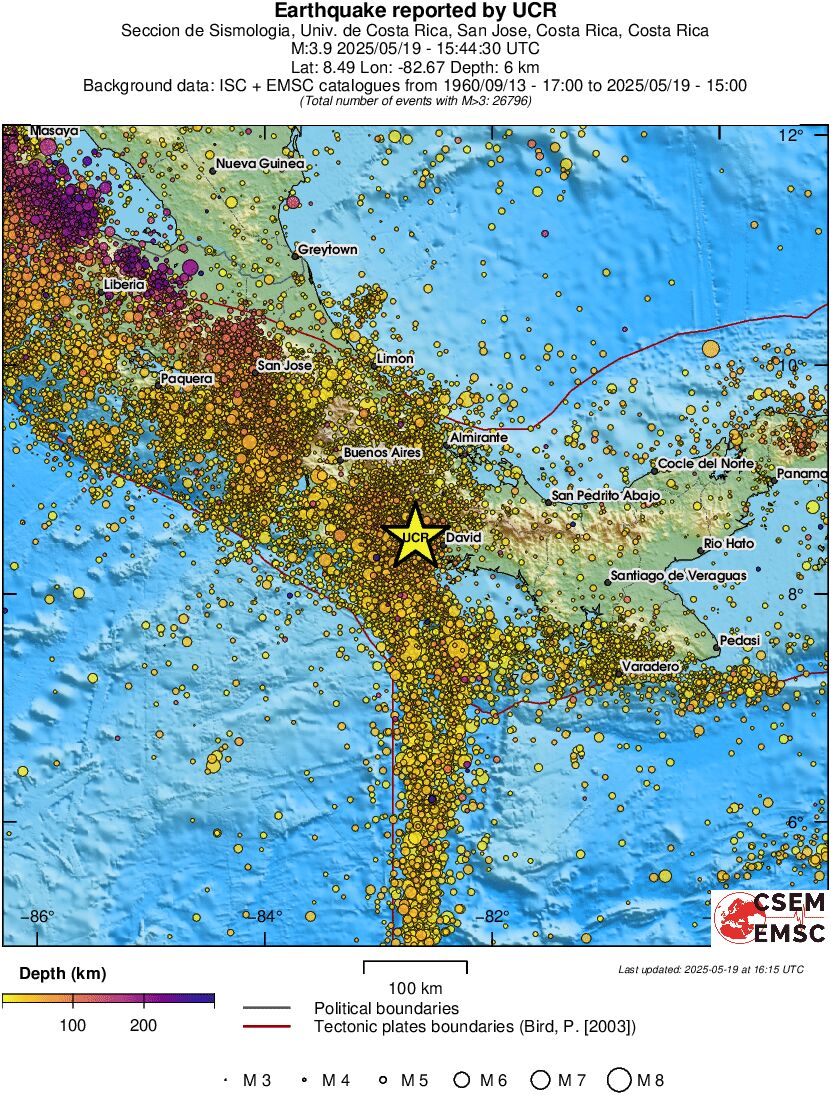 regional depth historical seismicity