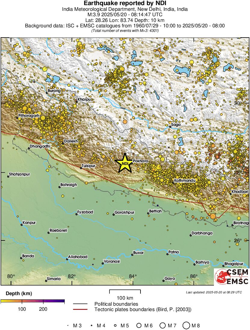 regional depth historical seismicity
