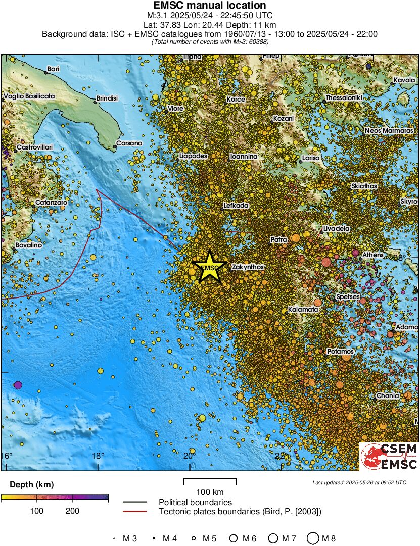 regional depth historical seismicity