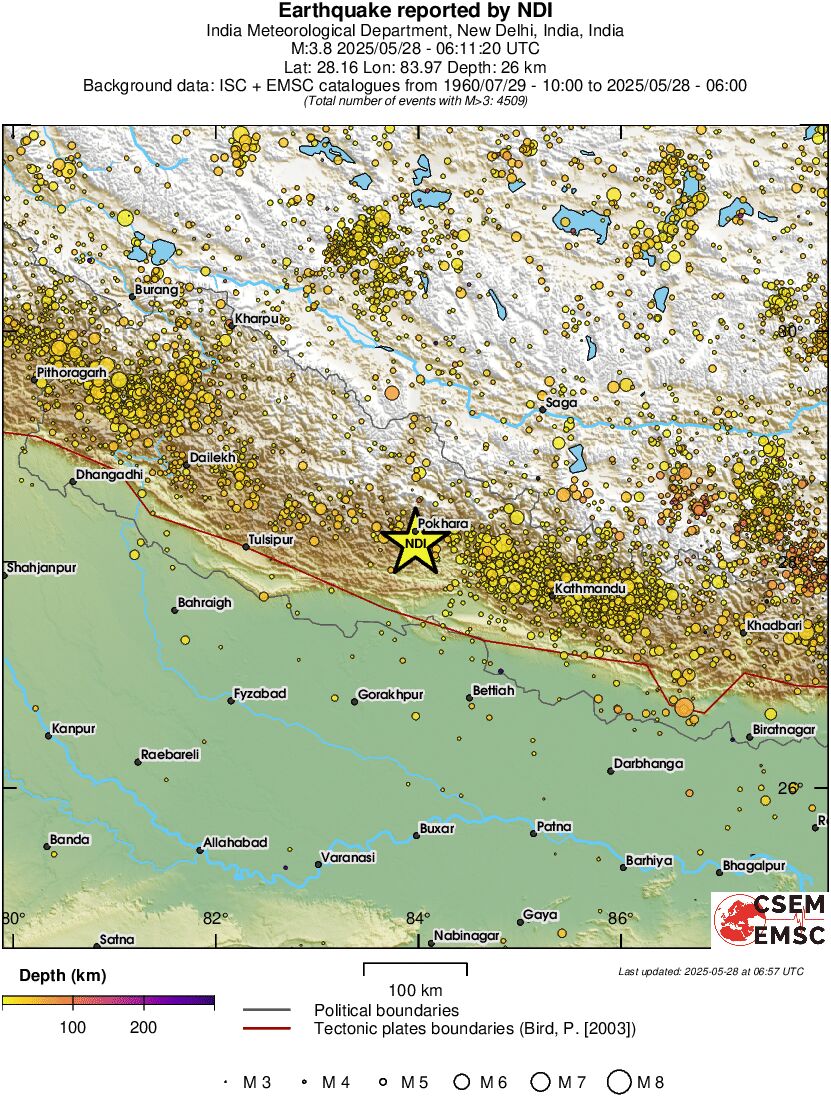 regional depth historical seismicity