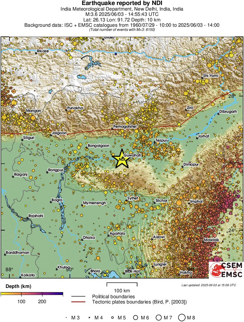 regional depth historical seismicity