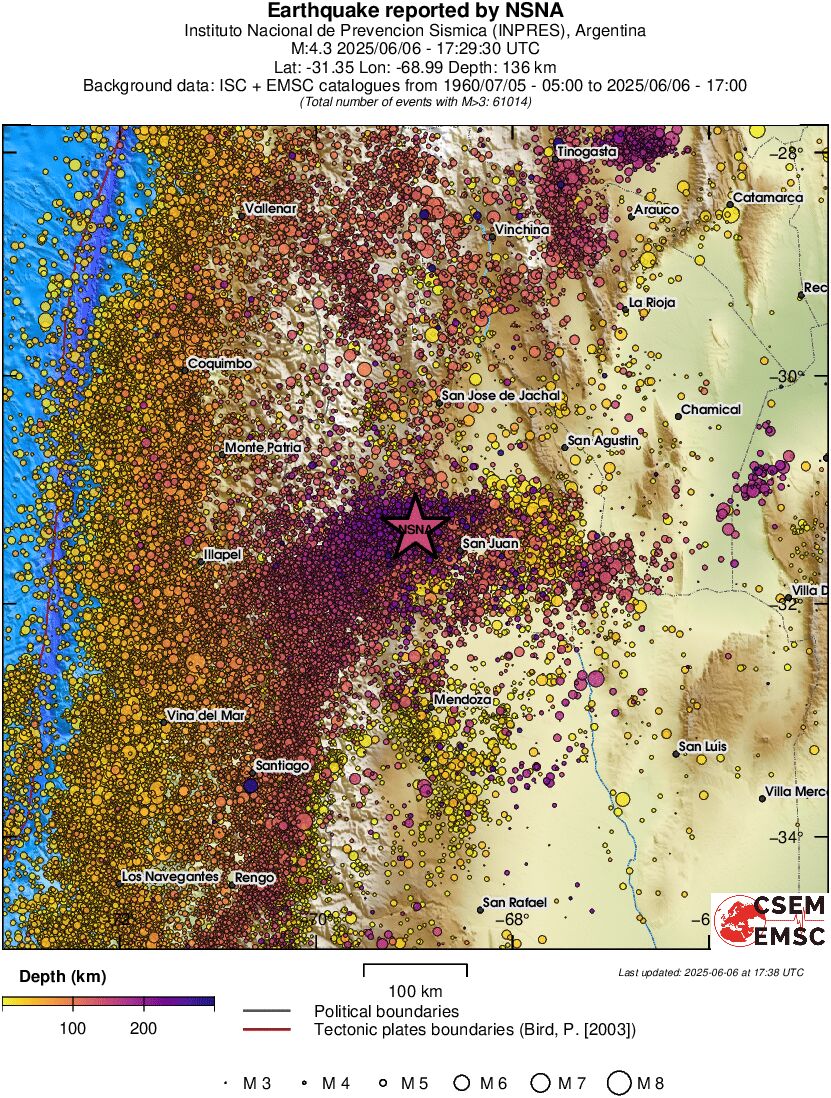 regional depth historical seismicity