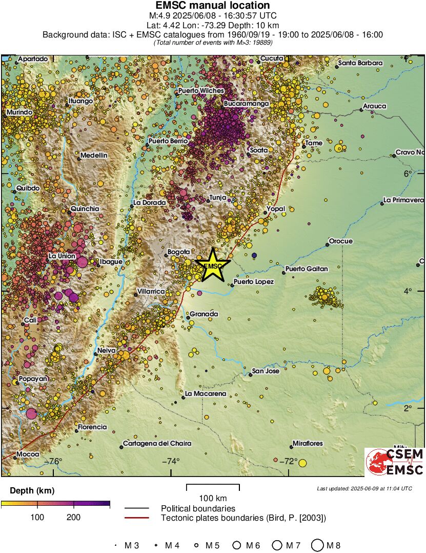 regional depth historical seismicity