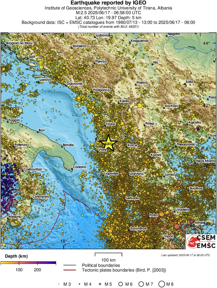 regional depth historical seismicity