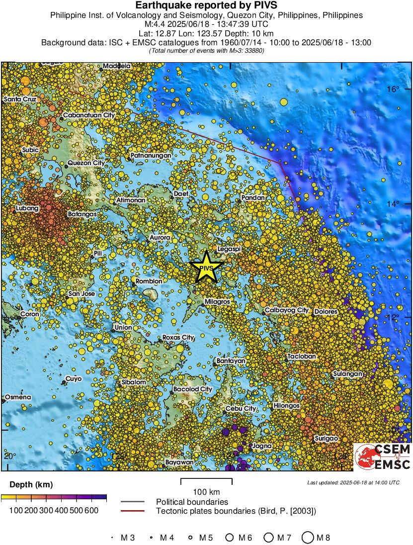 regional depth historical seismicity