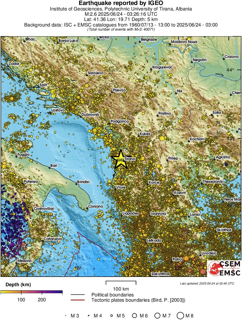 regional depth historical seismicity