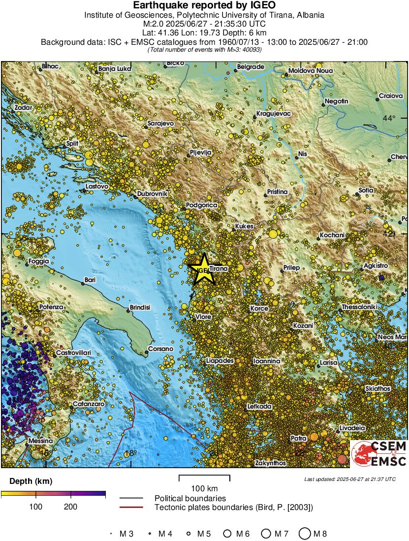 regional depth historical seismicity