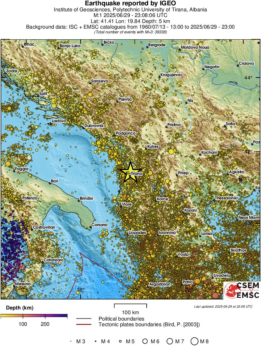 regional depth historical seismicity