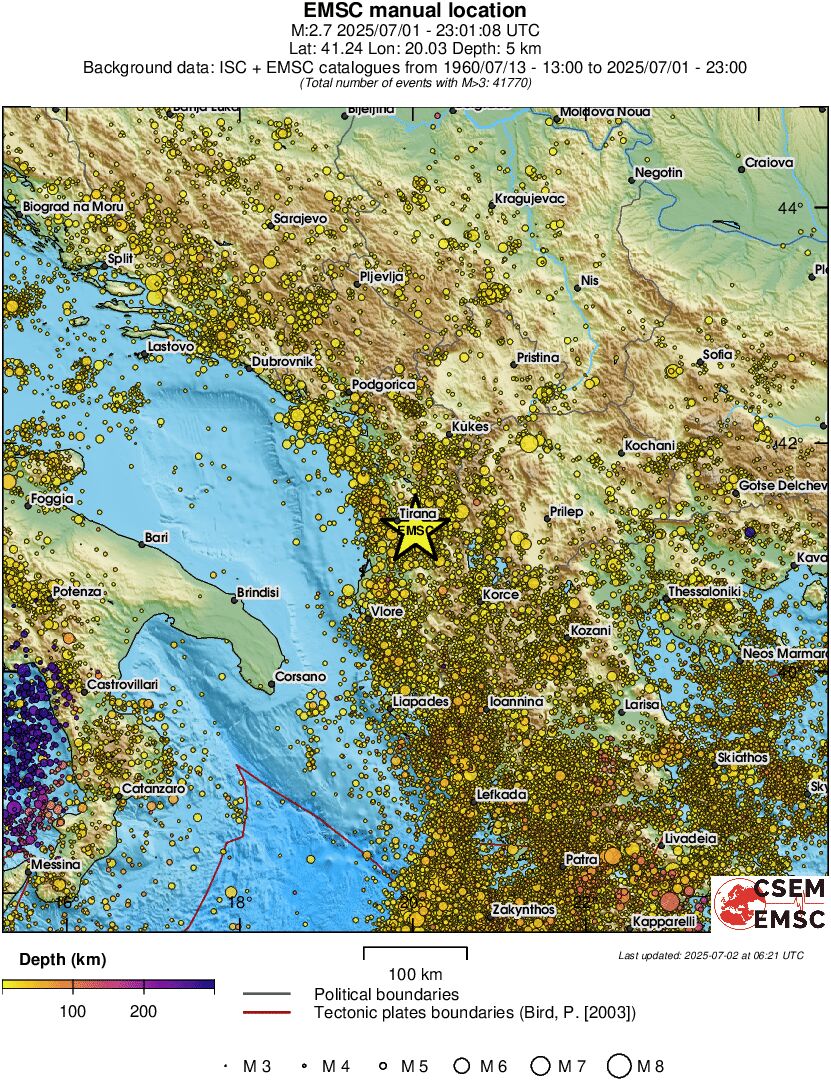 regional depth historical seismicity