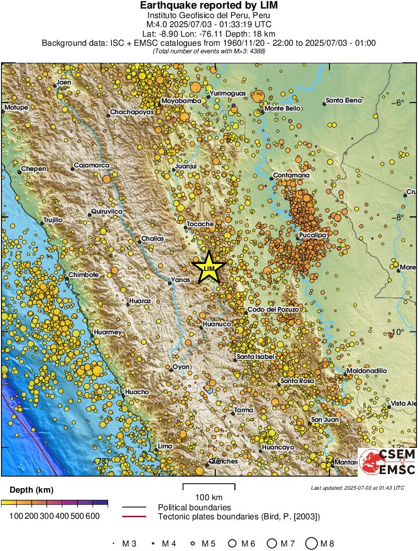 regional depth historical seismicity