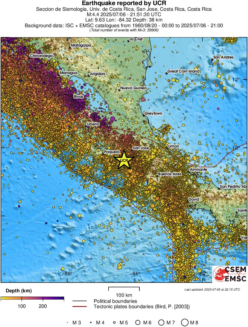 regional depth historical seismicity
