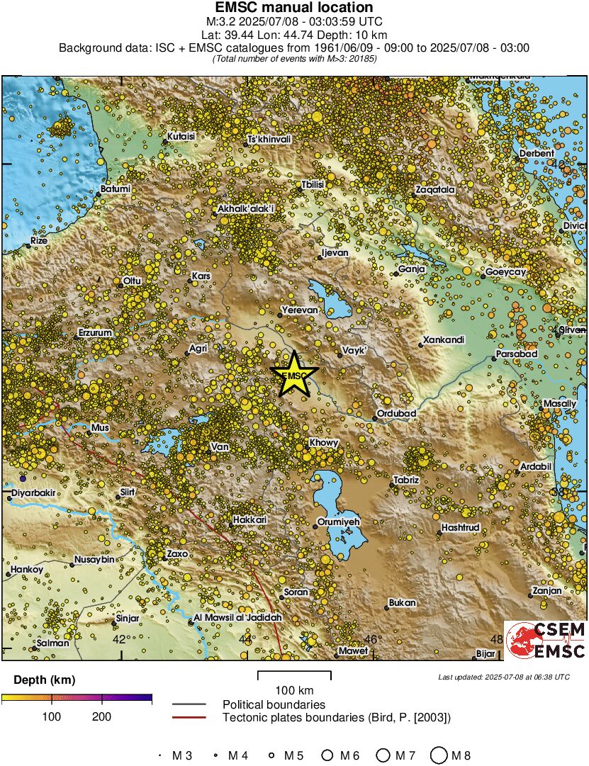 regional depth historical seismicity