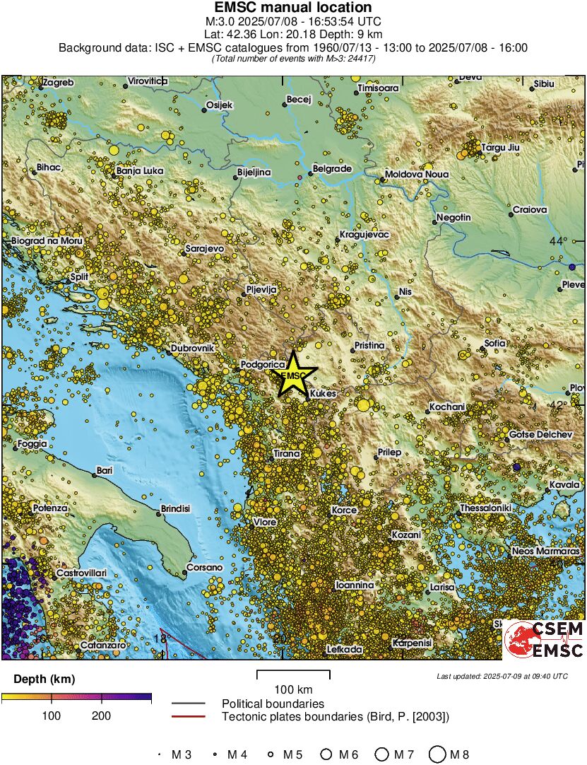 regional depth historical seismicity